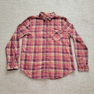 Y2K Aeropostale Flannel Shirt Jacket Womens M Pink Purple Plaid Fall Button Down